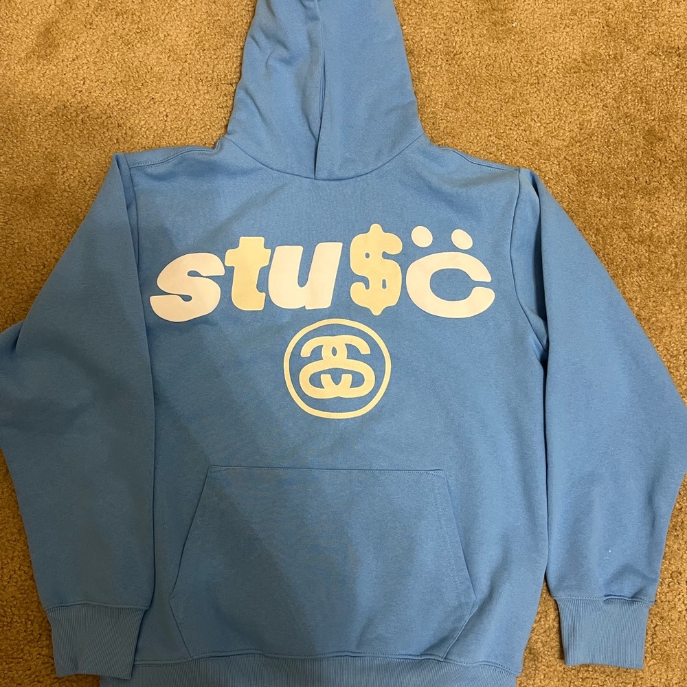 Stussy x Cactus Plant Flea Market 8 Ball Pigment Dyed Hoodie “Blue” Authentic